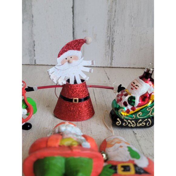 Snowman glitter sleigh variety rustic ornament Xmas set - Picture 5 of 10